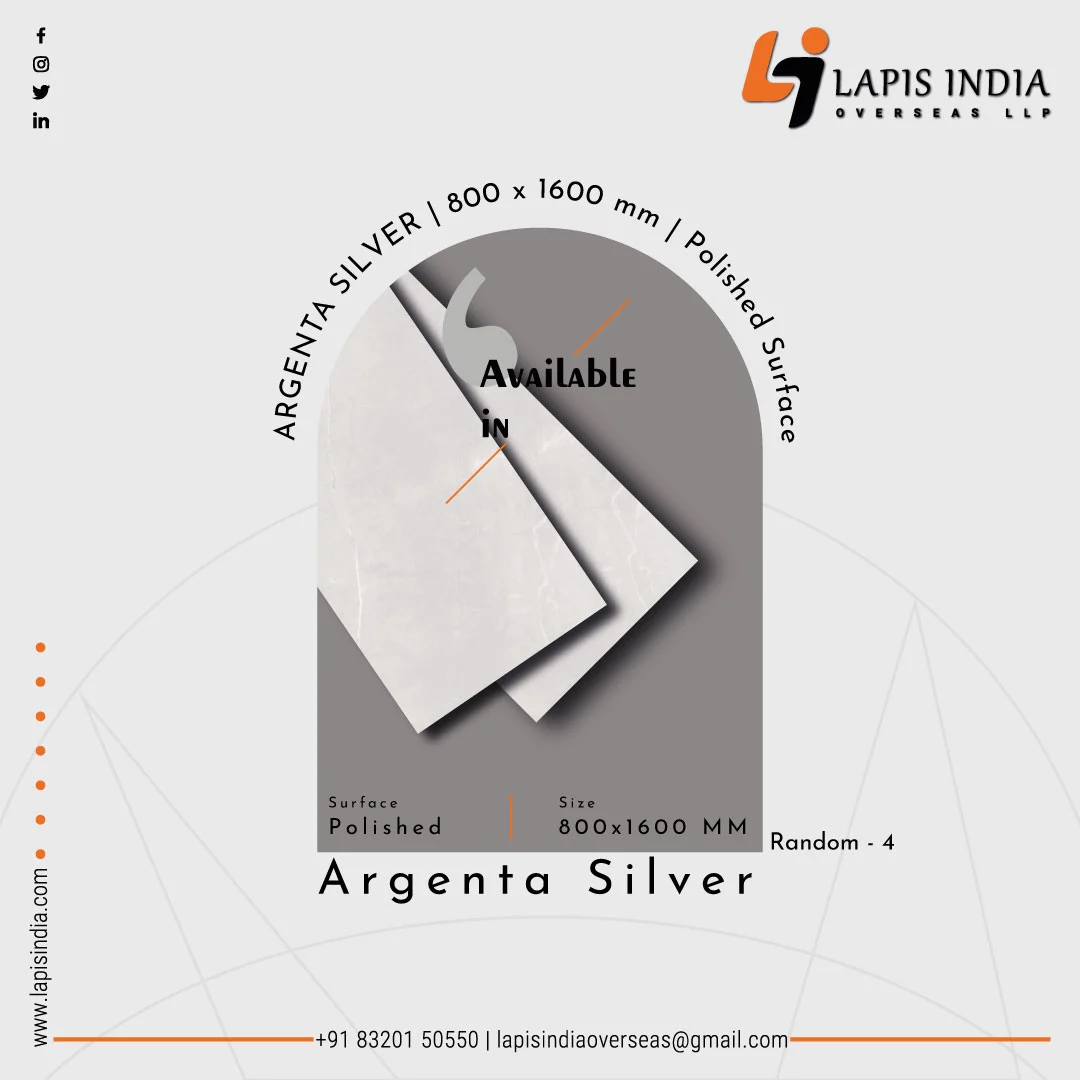 800 x 1600mm Argenta Silver ,  Lapis India Overseas LLP 